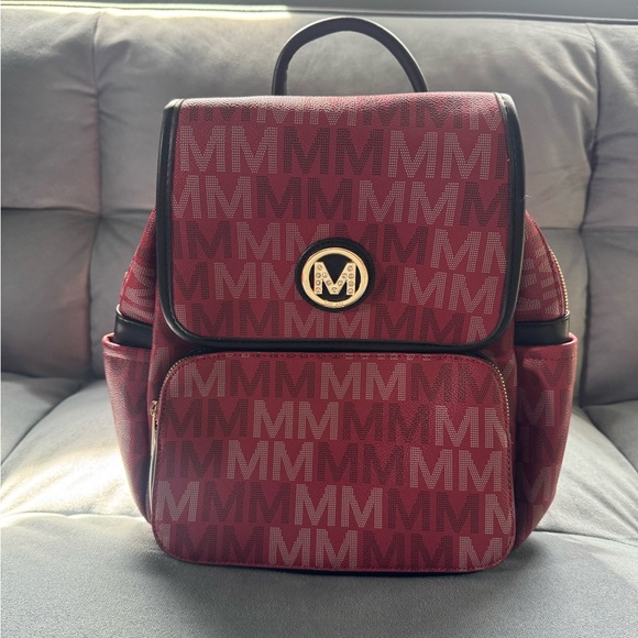 Red Backpack with Flap Closure - Picture 4 of 10